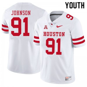 Youth Houston Cougars Benil Johnson #91 White College Jersey 731326-716