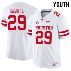 Youth Houston Cougars Colin Samuel #29 Official White Jersey 341474-550
