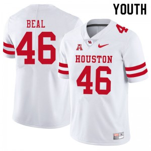 Youth Houston Cougars Davis Beal #46 White Stitched Jersey 327120-970