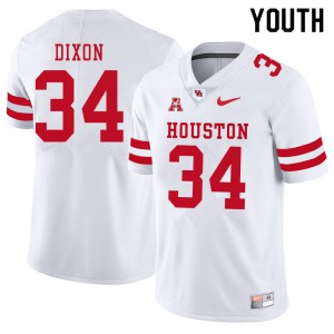 Youth Houston Cougars Dylan Dixon #34 University White Jerseys 342310-943