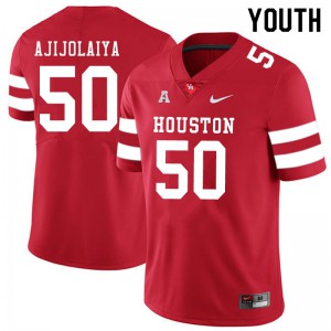 Youth Houston Cougars Hakeem Ajijolaiya #50 Red Stitch Jersey 996979-192