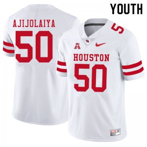 Youth Houston Cougars Hakeem Ajijolaiya #50 White Stitched Jersey 756658-911
