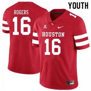 Youth Houston Cougars Jayce Rogers #16 University Red Jerseys 904887-222