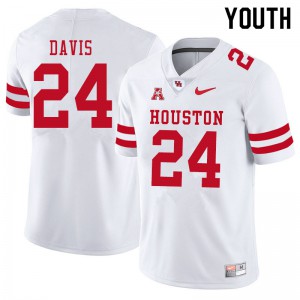 Youth Houston Cougars Jaylen Davis #24 White Football Jersey 205331-155
