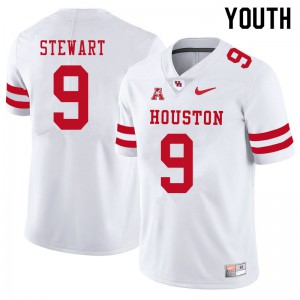 Youth Houston Cougars JoVanni Stewart #9 Player White Jerseys 644983-451