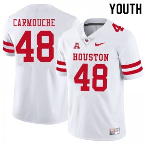 Youth Houston Cougars Jordan Carmouche #48 White Official Jerseys 161602-839