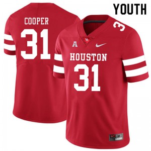Youth Houston Cougars Jordan Cooper #31 Red Stitched Jerseys 236042-860