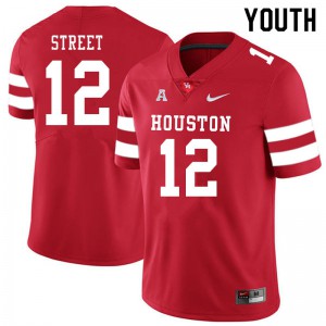 Youth Houston Cougars Ke'Andre Street #12 Red Stitch Jerseys 533425-751