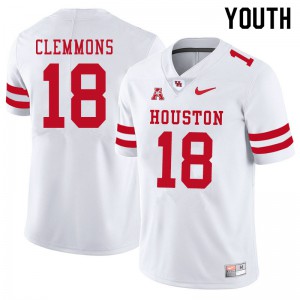 Youth Houston Cougars Kelvin Clemmons #18 Embroidery White Jersey 858203-923