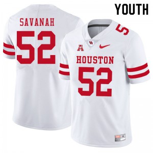 Youth Houston Cougars Ken Savanah #52 Stitch White Jerseys 113421-394