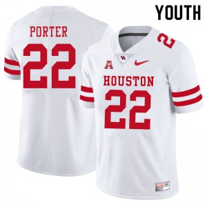 Youth Houston Cougars Kyle Porter #22 White Official Jersey 627891-620