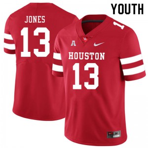 Youth Houston Cougars Marcus Jones #13 Red High School Jerseys 204082-764