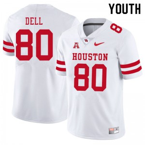 Youth Houston Cougars Nathaniel Dell #80 White University Jersey 251410-518