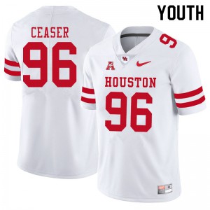 Youth Houston Cougars Nelson Ceaser #96 White Stitch Jersey 923587-667