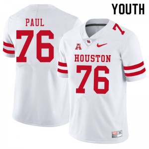 Youth Houston Cougars Patrick Paul #76 High School White Jersey 385567-201