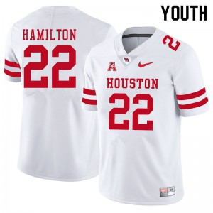 Youth Houston Cougars Jamaal Hamilton #22 White Stitch Jersey 404457-448