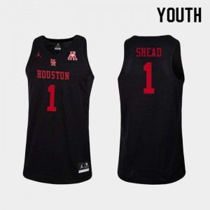 Youth Houston Cougars Jamal Shead #1 Black NCAA Jersey 653445-567