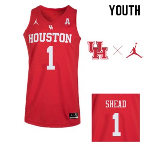Youth Houston Cougars Jamal Shead #1 Red NCAA Jersey 496287-598