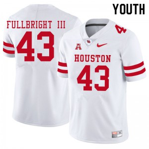Youth Houston Cougars James Fullbright III #43 White Embroidery Jersey 999998-824