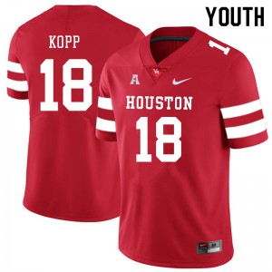 Youth Houston Cougars Maddox Kopp #18 University Red Jersey 100938-385