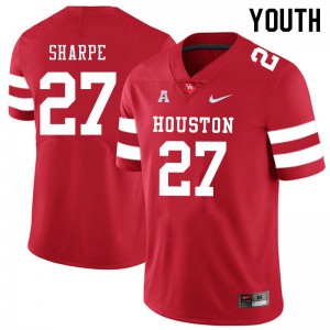 Youth Houston Cougars Raylen Sharpe #27 Red Embroidery Jerseys 449511-801