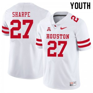 Youth Houston Cougars Raylen Sharpe #27 White NCAA Jerseys 334979-743