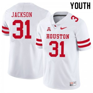 Youth Houston Cougars Taijon Jackson #31 Embroidery White Jersey 193727-348