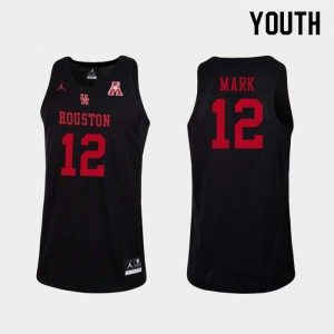 Youth Houston Cougars Tramon Mark #12 Stitch Black Jerseys 419152-911