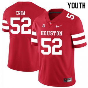 Youth Houston Cougars Almarion Crim #52 Red Football Jersey 300022-512