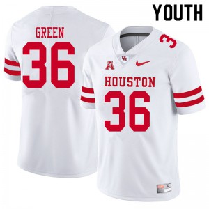 Youth Houston Cougars Art Green #36 Stitched White Jerseys 814567-396