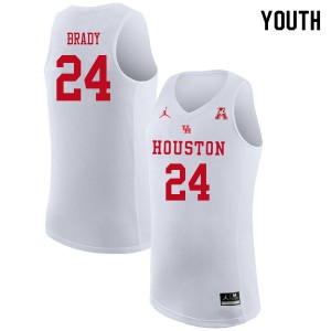 Youth Houston Cougars Breaon Brady #24 College White Jordan Brand Jerseys 915316-519