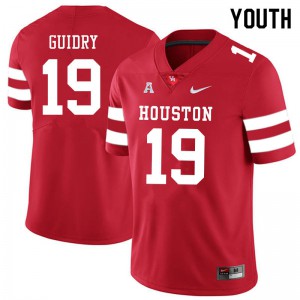 Youth Houston Cougars C.J. Guidry #19 Red Official Jerseys 896176-728