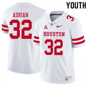 Youth Houston Cougars Canen Adrian #32 Stitched White Jersey 607461-789