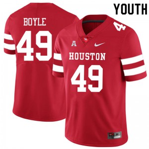 Youth Houston Cougars Colby Boyle #49 Official Red Jersey 255581-827