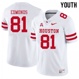 Youth Houston Cougars Darius Edmonds #81 Stitch White Jerseys 772599-913