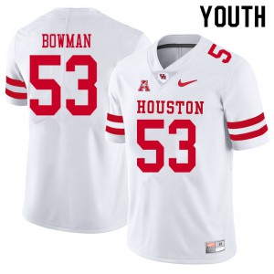 Youth Houston Cougars Derek Bowman #53 Stitch White Jersey 429075-194