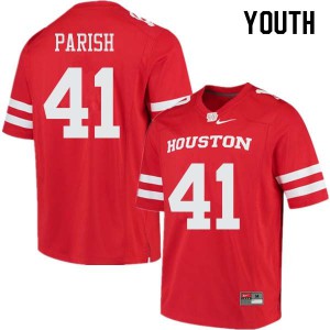 Youth Houston Cougars Derek Parish #41 Embroidery Red Jersey 151887-186