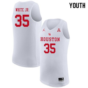 Youth Houston Cougars Fabian White Jr. #35 White Stitch Jordan Brand Jersey 688828-111