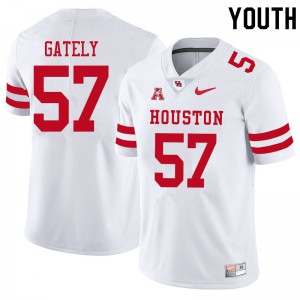 Youth Houston Cougars Gavin Gately #57 White College Jerseys 204023-420