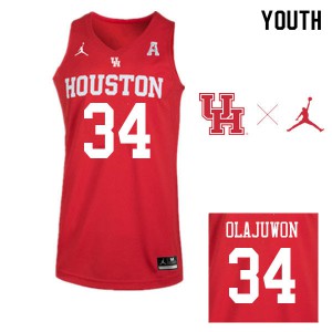 Youth Houston Cougars Hakeem Olajuwon #34 Stitched Jordan Brand Red Jerseys 687196-749