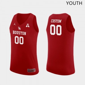 Youth Houston Cougars Custom #00 Stitch Red Jerseys 630470-800