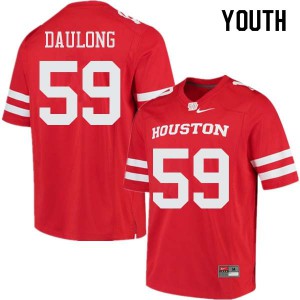 Youth Houston Cougars Jacob Daulong #59 Red Official Jersey 300748-976