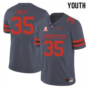 Youth Houston Cougars Jalen Emery #35 High School Gray Jersey 373687-998