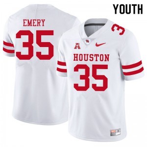 Youth Houston Cougars Jalen Emery #35 White Stitch Jersey 614337-119
