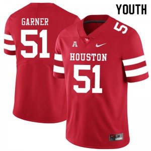 Youth Houston Cougars Jalen Garner #51 Red College Jerseys 161712-338