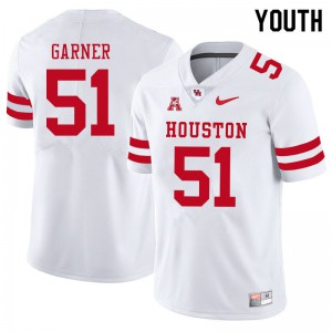 Youth Houston Cougars Jalen Garner #51 Football White Jerseys 762260-857