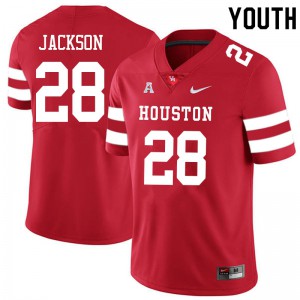 Youth Houston Cougars Jared Jackson #28 Alumni Red Jerseys 529901-629