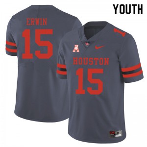 Youth Houston Cougars Jaylen Erwin #15 Gray Player Jersey 422766-155