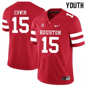 Youth Houston Cougars Jaylen Erwin #15 Embroidery Red Jerseys 530813-827