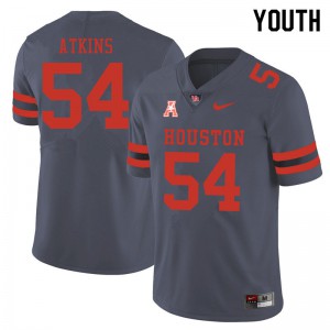 Youth Houston Cougars Joshua Atkins #54 Gray Stitch Jerseys 984849-360